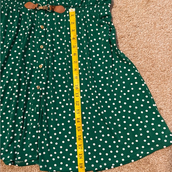 Ryan Michelle Green Polka Dot Sleeveless Fit and Flare Dress Size petite large - Picture 10 of 13